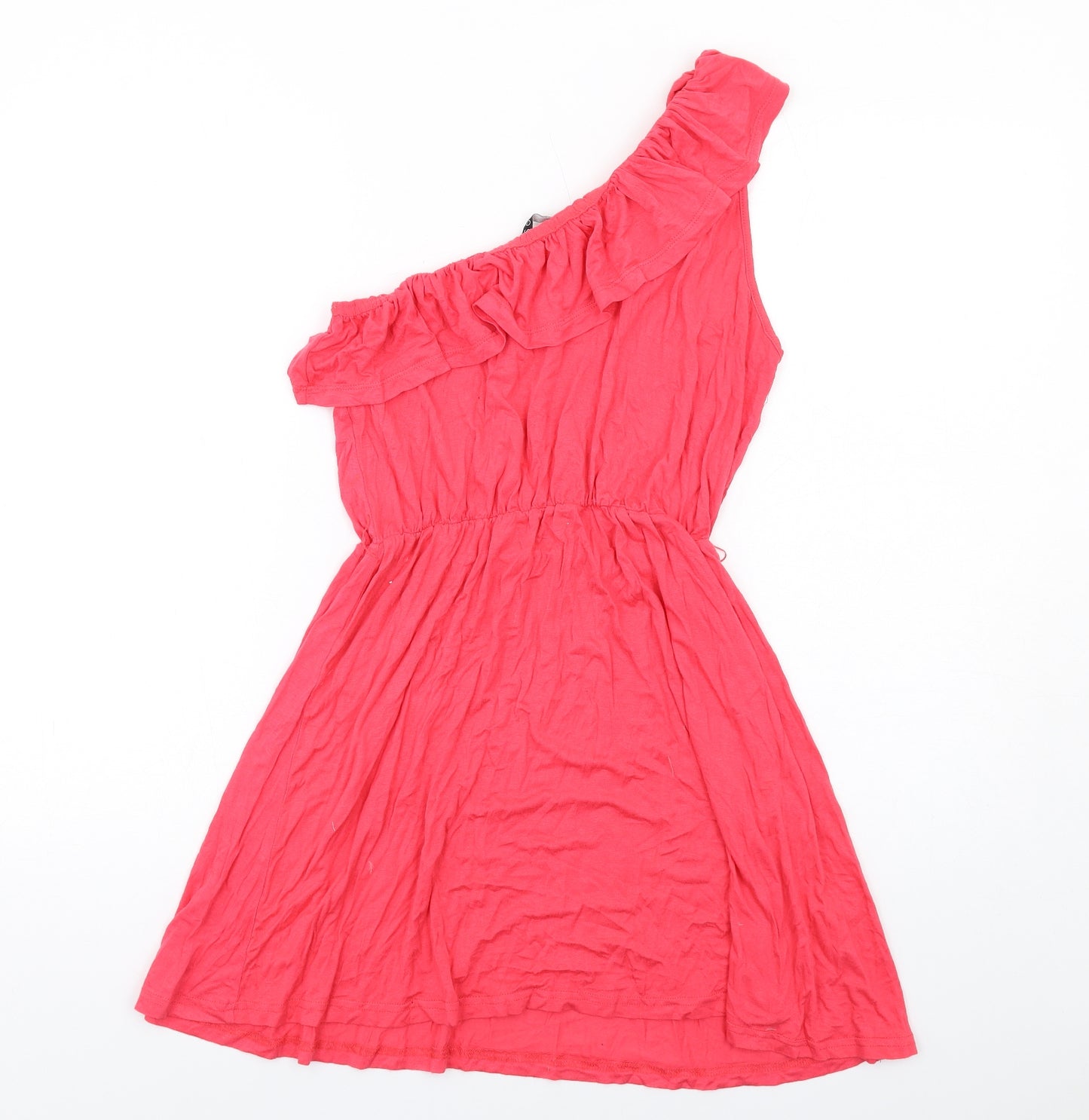 Miso Womens Pink Viscose Mini Size 10 One Shoulder Pullover