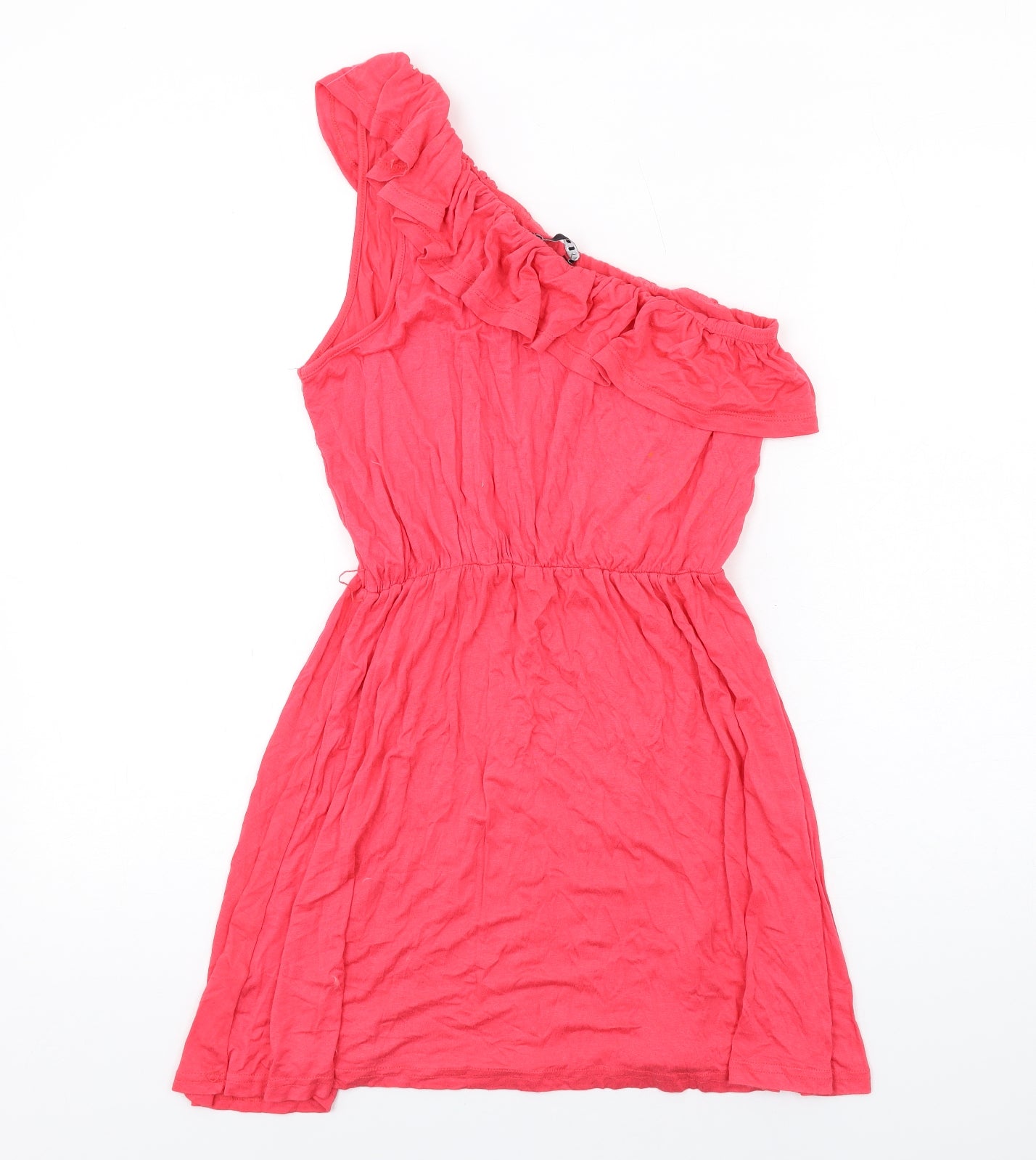 Miso Womens Pink Viscose Mini Size 10 One Shoulder Pullover