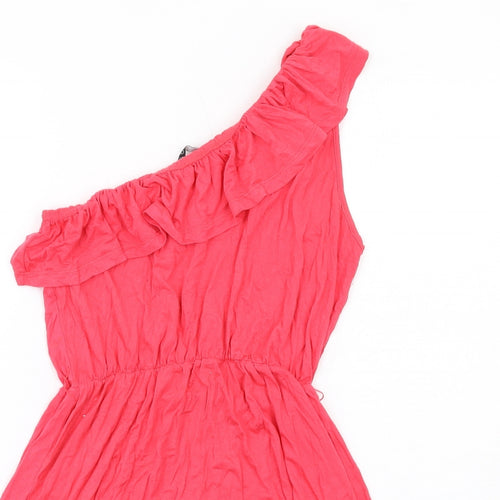 Miso Womens Pink Viscose Mini Size 10 One Shoulder Pullover