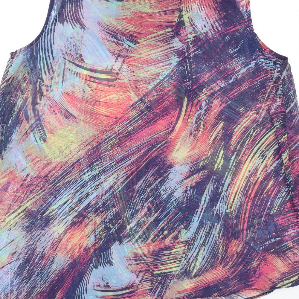 Wallis Womens Multicoloured Geometric Polyester Basic T-Shirt Size 18 Round Neck