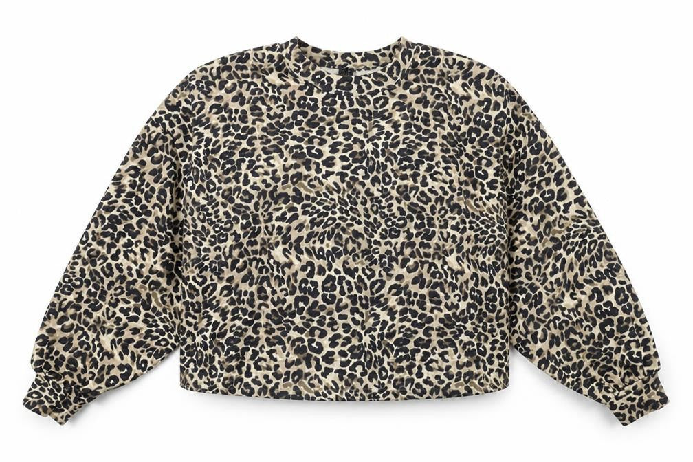 Bershka Womens Brown Animal Print Polyester Pullover Sweatshirt Size S Pullover - Leopard pattern