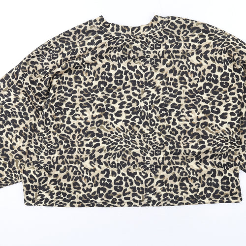 Bershka Womens Brown Animal Print Polyester Pullover Sweatshirt Size S Pullover - Leopard pattern