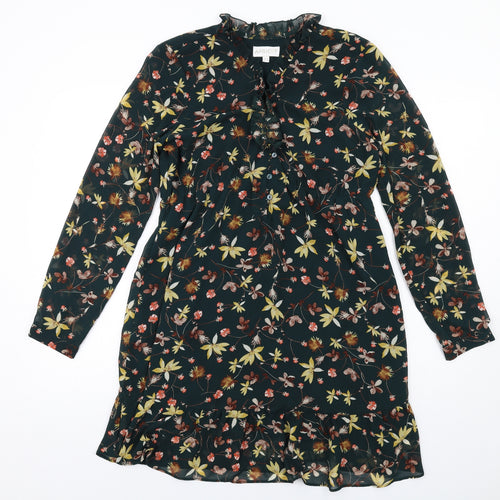 Apricot Womens Green Floral Polyester A-Line Size 14 Mock Neck Button