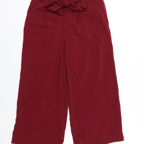 New Look Womens Red Polyester Capri Trousers Size 10 L24 in Regular Tie