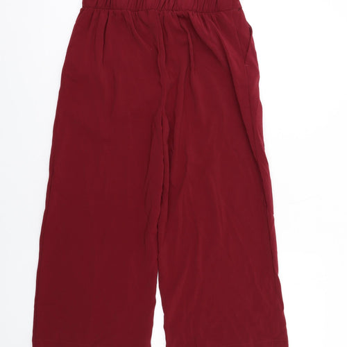 New Look Womens Red Polyester Capri Trousers Size 10 L24 in Regular Tie