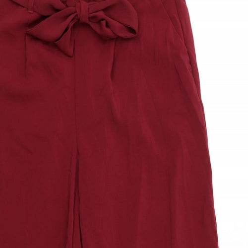 New Look Womens Red Polyester Capri Trousers Size 10 L24 in Regular Tie