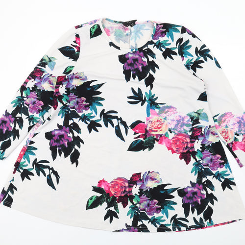 AX Paris Womens Multicoloured Floral Polyester Mini Size 20 Round Neck Pullover