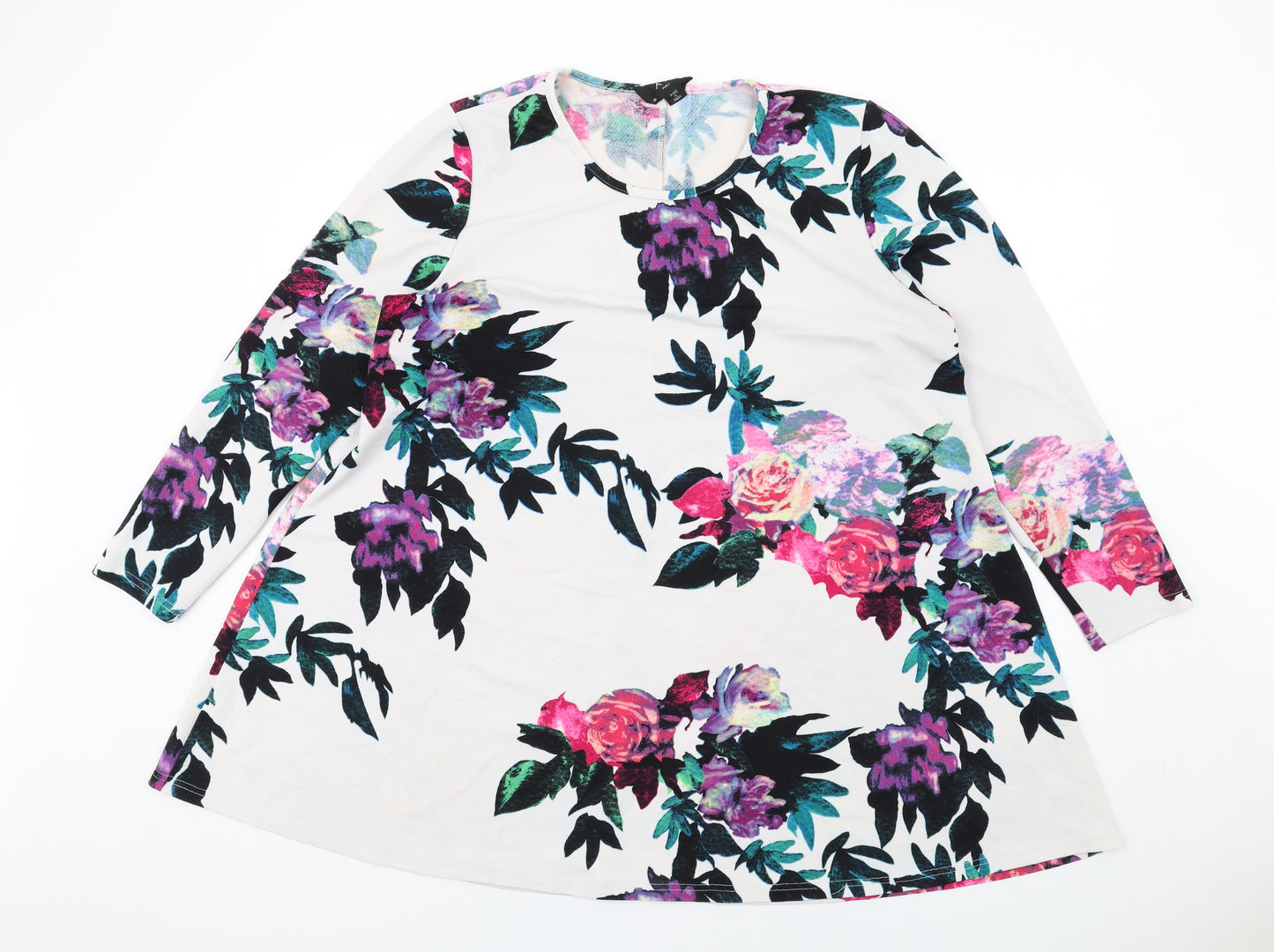AX Paris Womens Multicoloured Floral Polyester Mini Size 20 Round Neck Pullover