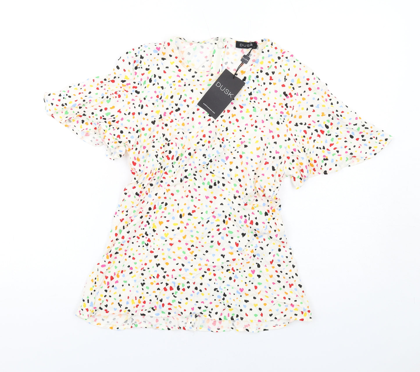 dusk Womens Multicoloured Geometric Viscose Basic Blouse Size 10 V-Neck