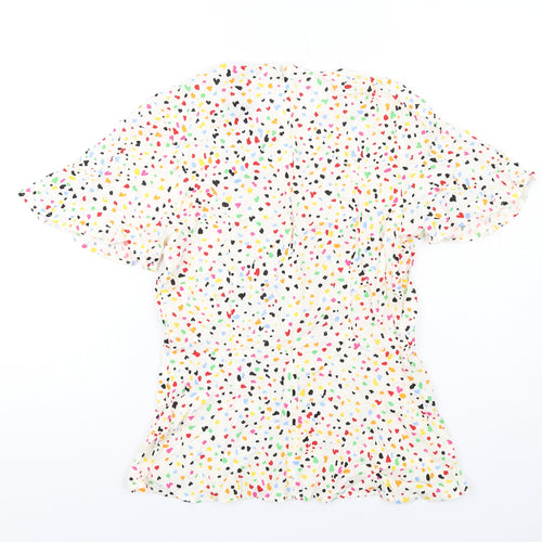 dusk Womens Multicoloured Geometric Viscose Basic Blouse Size 10 V-Neck