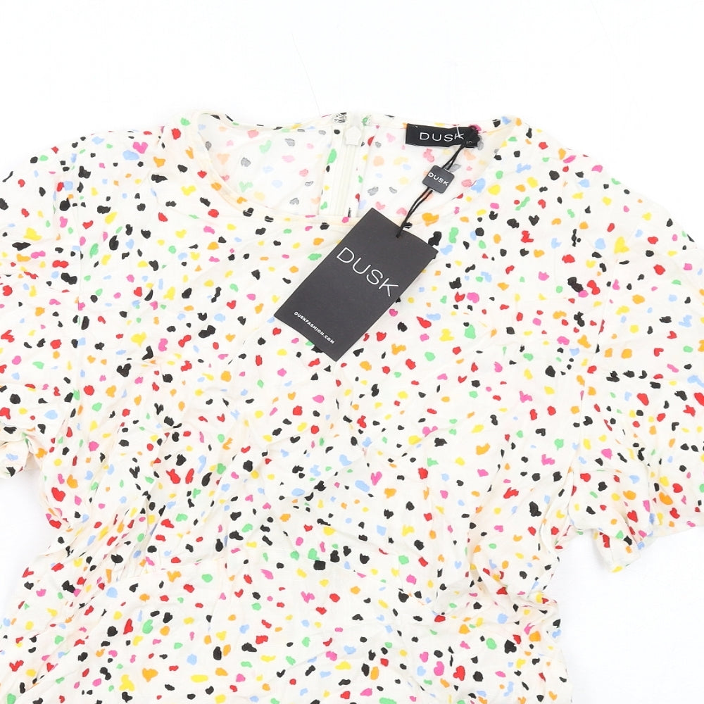 dusk Womens Multicoloured Geometric Viscose Basic Blouse Size 10 V-Neck