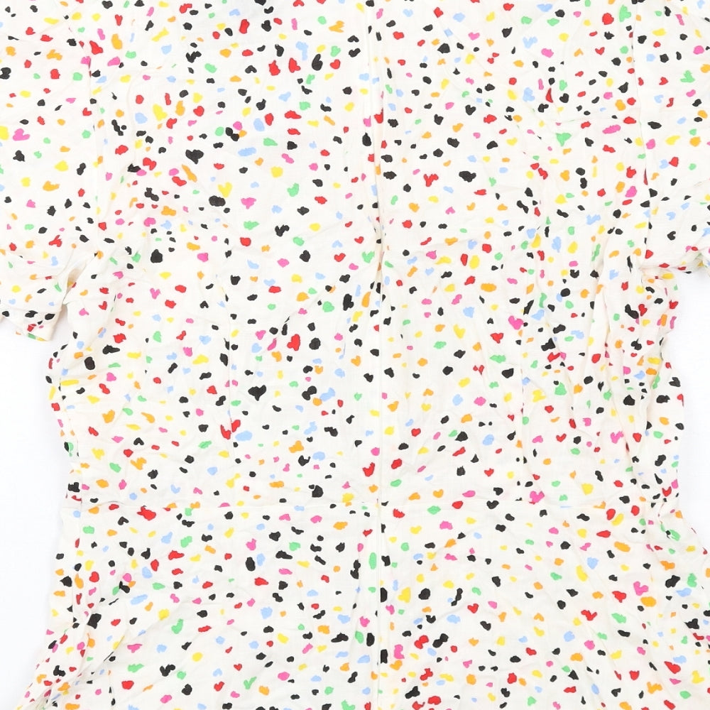 dusk Womens Multicoloured Geometric Viscose Basic Blouse Size 10 V-Neck