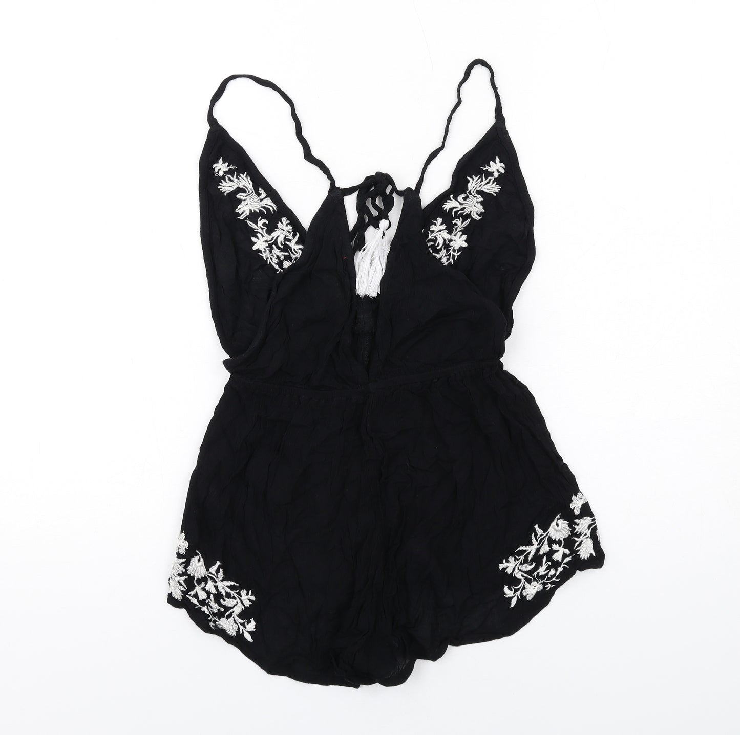 River Island Womens Black Viscose Playsuit One-Piece Size 10 Pullover