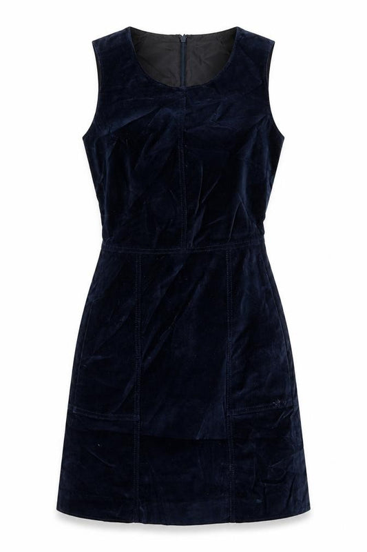 Front view of Gap women’s blue cotton shift, size UK 4, round neck zip