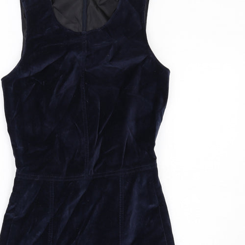 Gap Womens Blue Cotton Shift Size 4 Round Neck Zip
