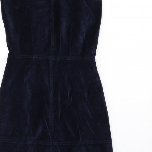 Gap Womens Blue Cotton Shift Size 4 Round Neck Zip