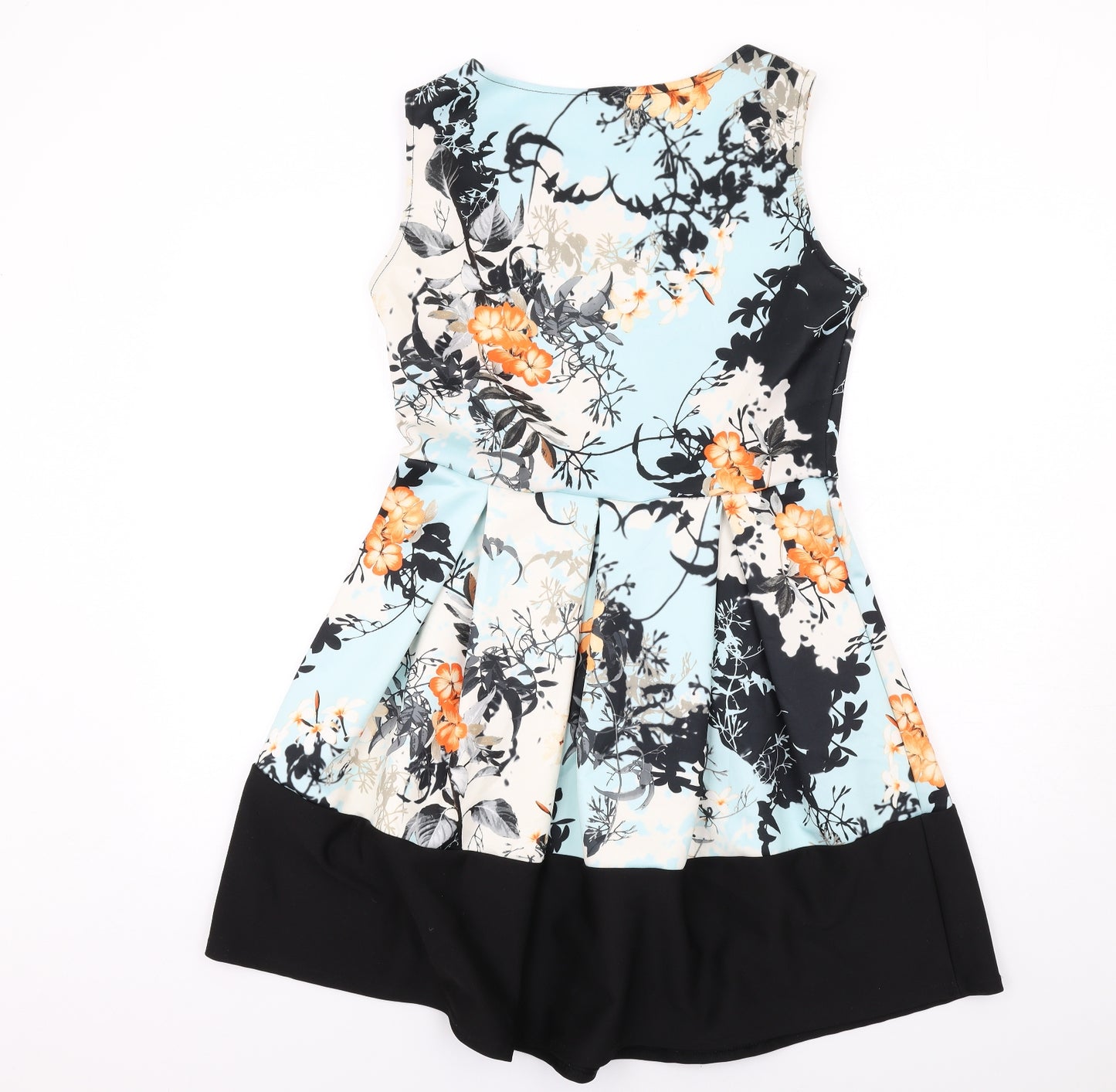 Boohoo Womens Multicoloured Floral Polyester Fit & Flare Size 14 Boat Neck Pullover