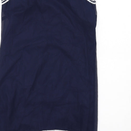 Principles Womens Blue Geometric Polyester Shift Size 10 Scoop Neck Pullover