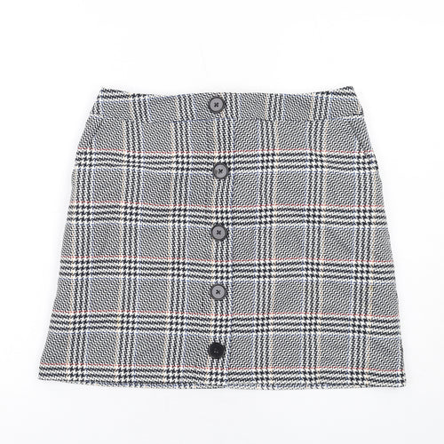 Marks and Spencer Womens Multicoloured Plaid Polyester A-Line Skirt Size 12 Zip