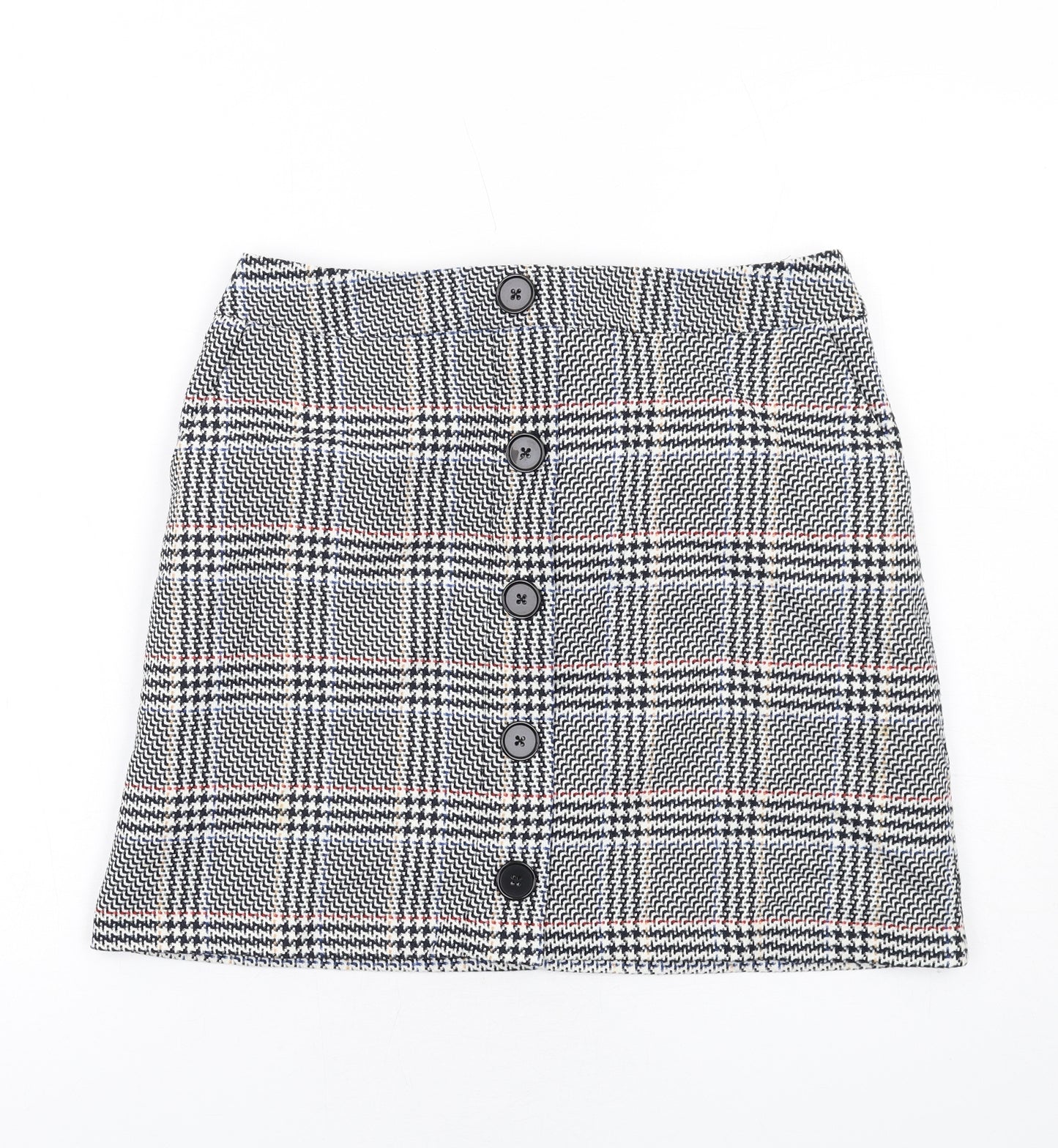 Marks and Spencer Womens Multicoloured Plaid Polyester A-Line Skirt Size 12 Zip