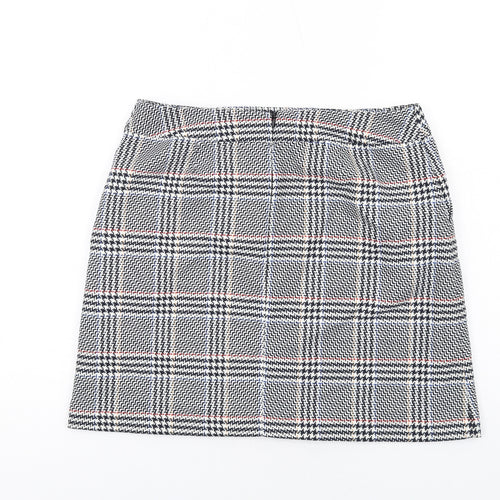 Marks and Spencer Womens Multicoloured Plaid Polyester A-Line Skirt Size 12 Zip
