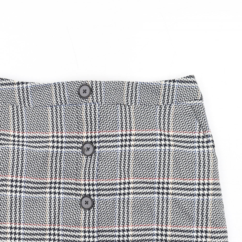Marks and Spencer Womens Multicoloured Plaid Polyester A-Line Skirt Size 12 Zip