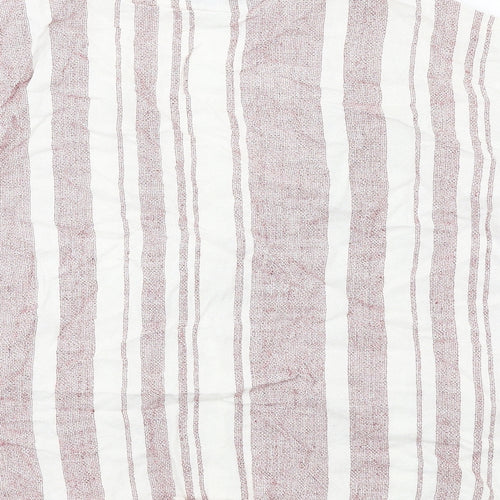 Topshop Womens Red Striped Viscose Basic Button-Up Size 10 V-Neck