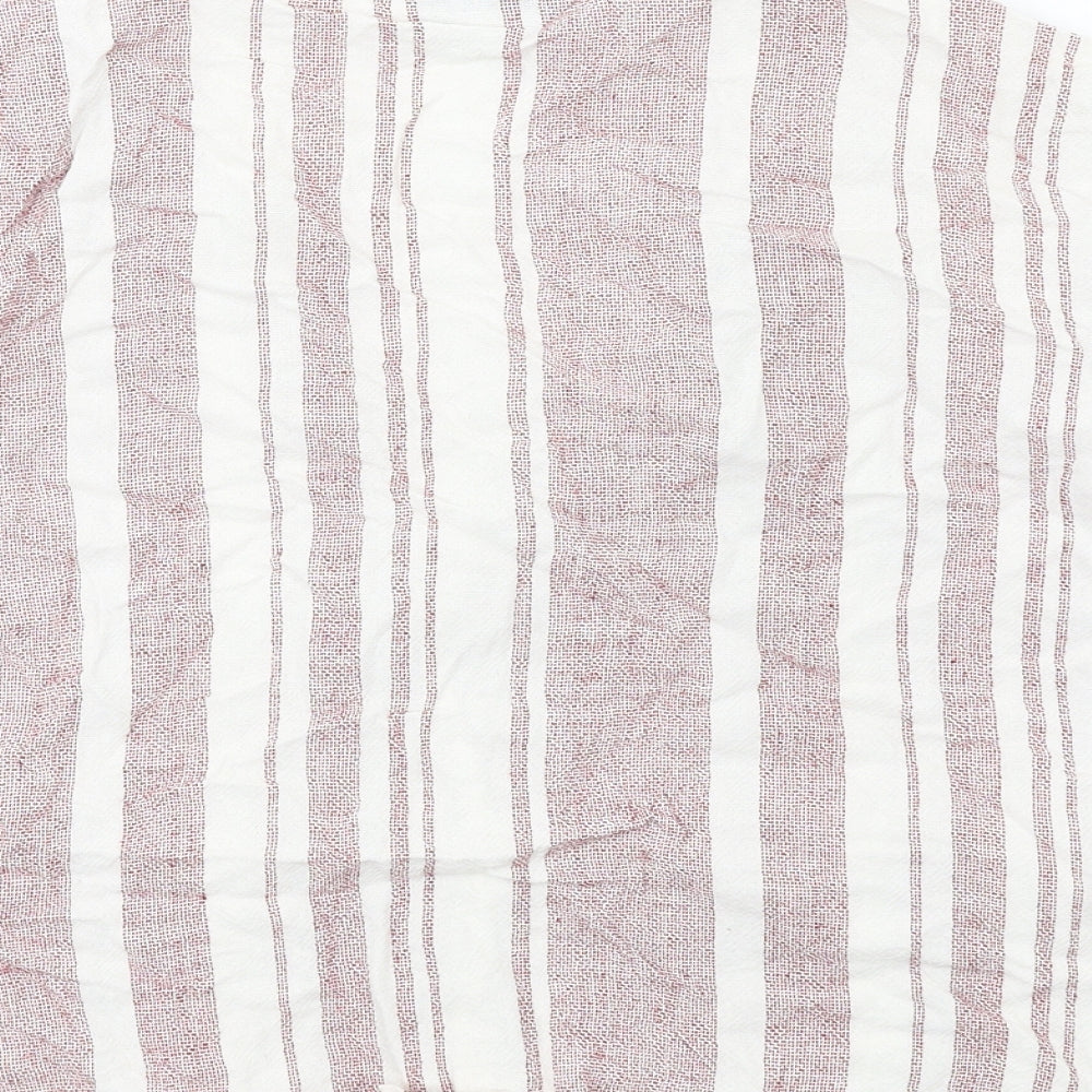 Topshop Womens Red Striped Viscose Basic Button-Up Size 10 V-Neck
