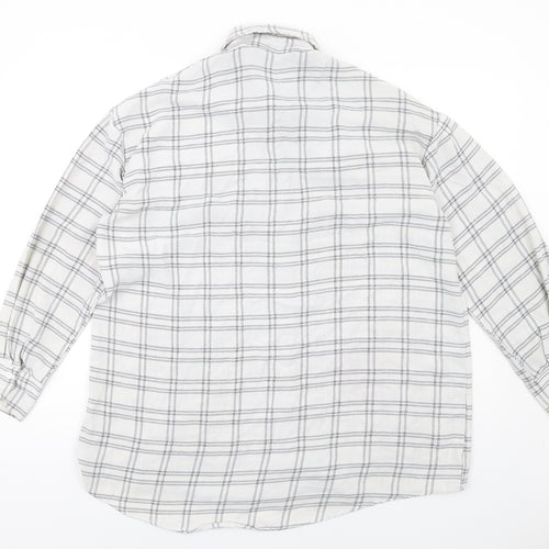 PRETTYLITTLETHING Womens White Check Polyester Basic Button-Up Size 10 Collared
