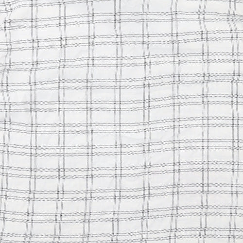 PRETTYLITTLETHING Womens White Check Polyester Basic Button-Up Size 10 Collared