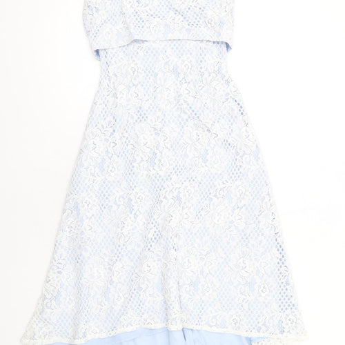 Miss Selfridge Womens Blue Nylon A-Line Size 6 Round Neck Zip