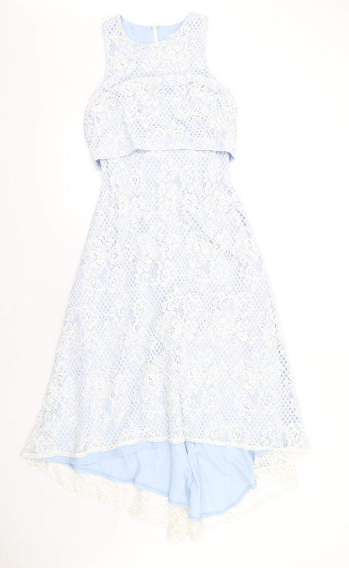 Miss Selfridge Womens Blue Nylon A-Line Size 6 Round Neck Zip