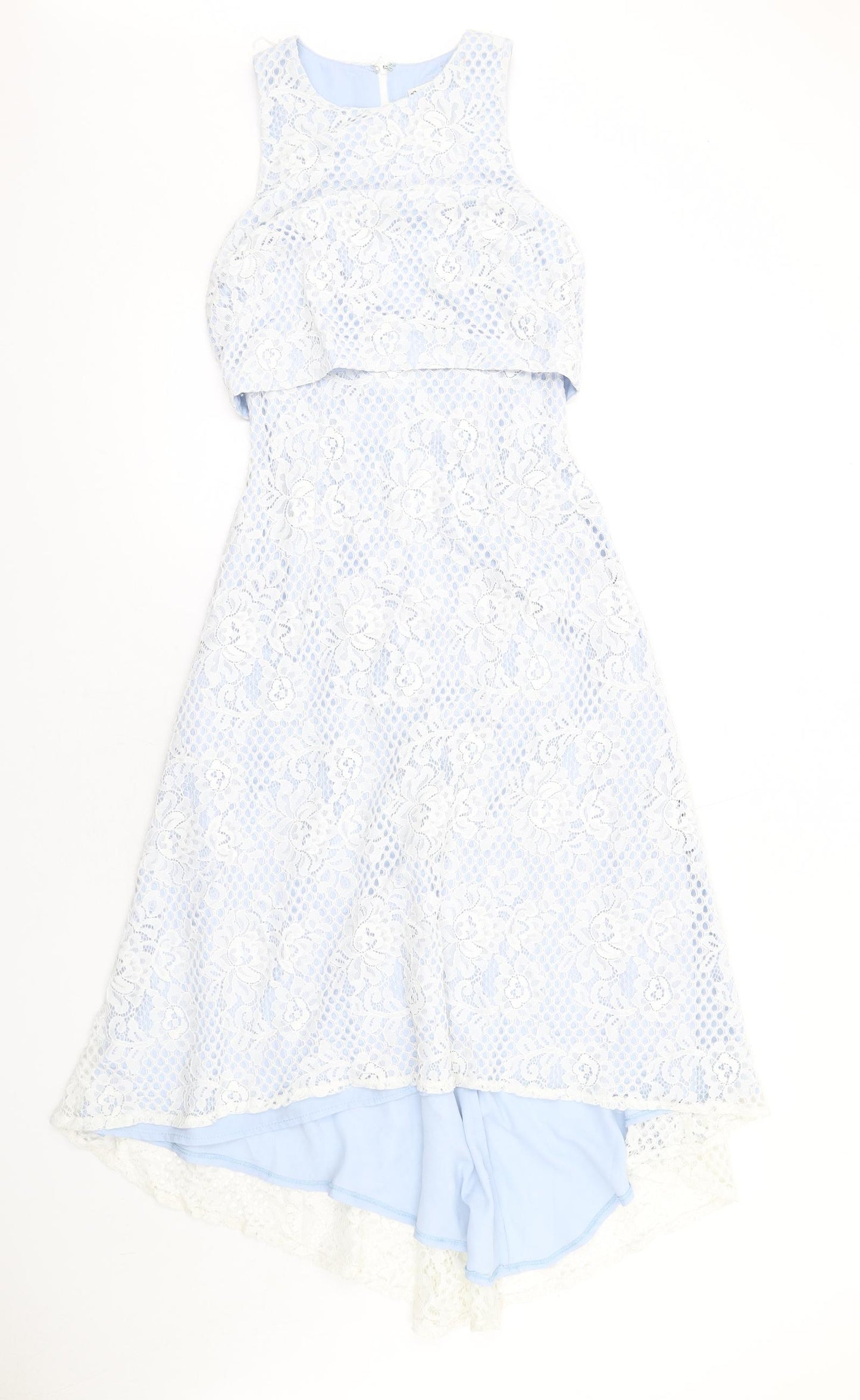 Miss Selfridge Womens Blue Nylon A-Line Size 6 Round Neck Zip