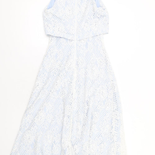 Miss Selfridge Womens Blue Nylon A-Line Size 6 Round Neck Zip