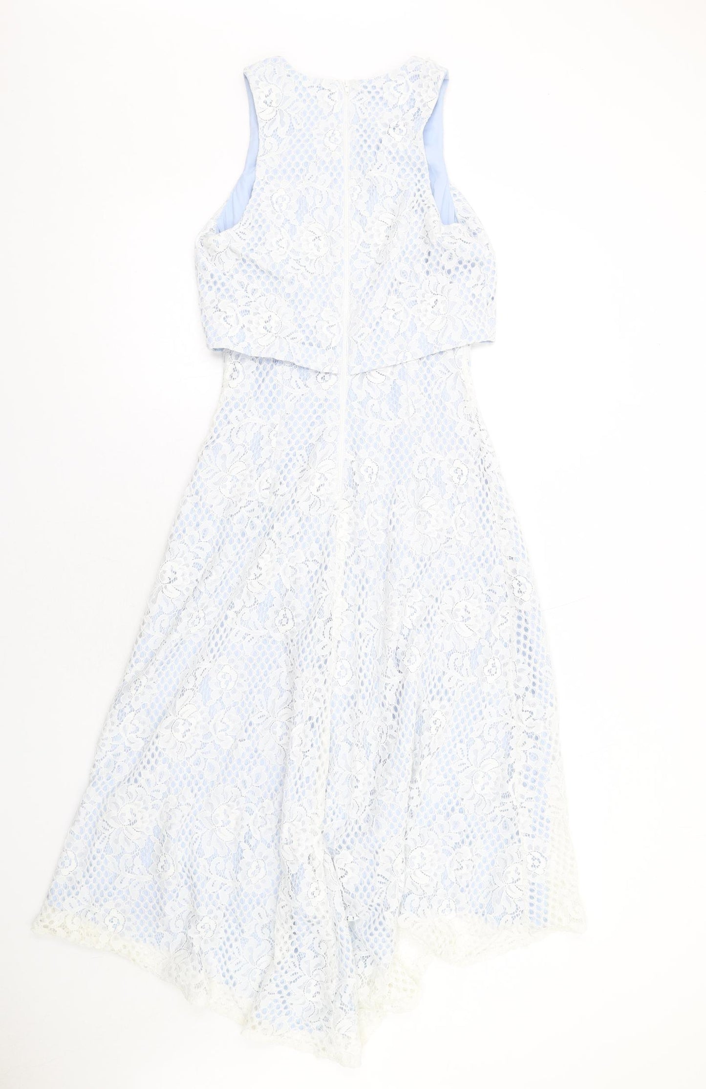 Miss Selfridge Womens Blue Nylon A-Line Size 6 Round Neck Zip