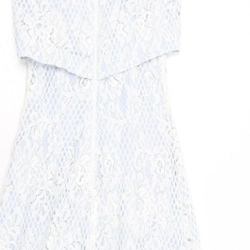 Miss Selfridge Womens Blue Nylon A-Line Size 6 Round Neck Zip