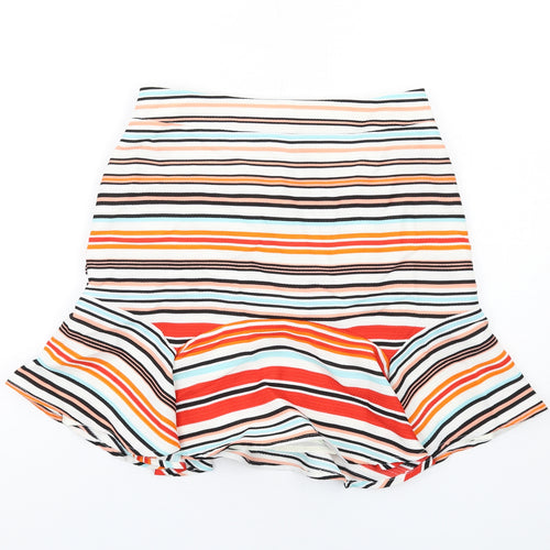 Oasis Womens Multicoloured Striped Polyester Trumpet Skirt Size 10 Zip