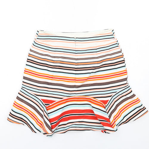 Oasis Womens Multicoloured Striped Polyester Trumpet Skirt Size 10 Zip