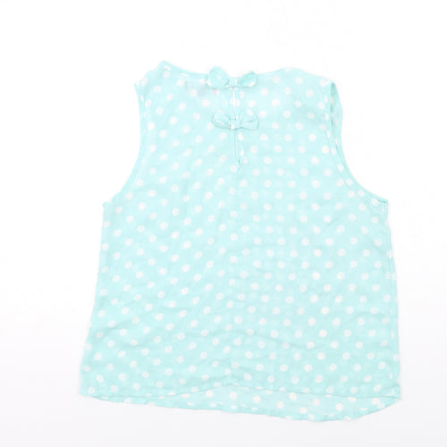 New Look Womens Green Polka Dot Polyester Basic Tank Size 12 Round Neck