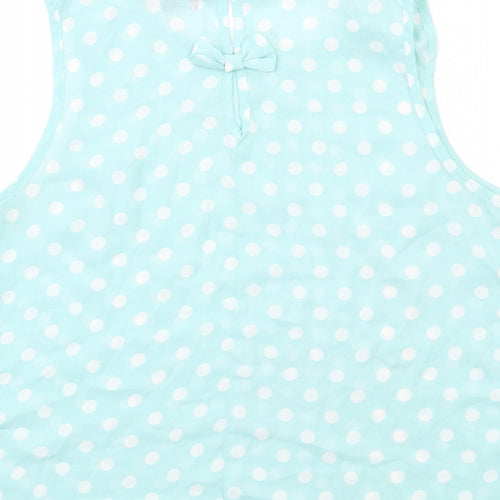 New Look Womens Green Polka Dot Polyester Basic Tank Size 12 Round Neck