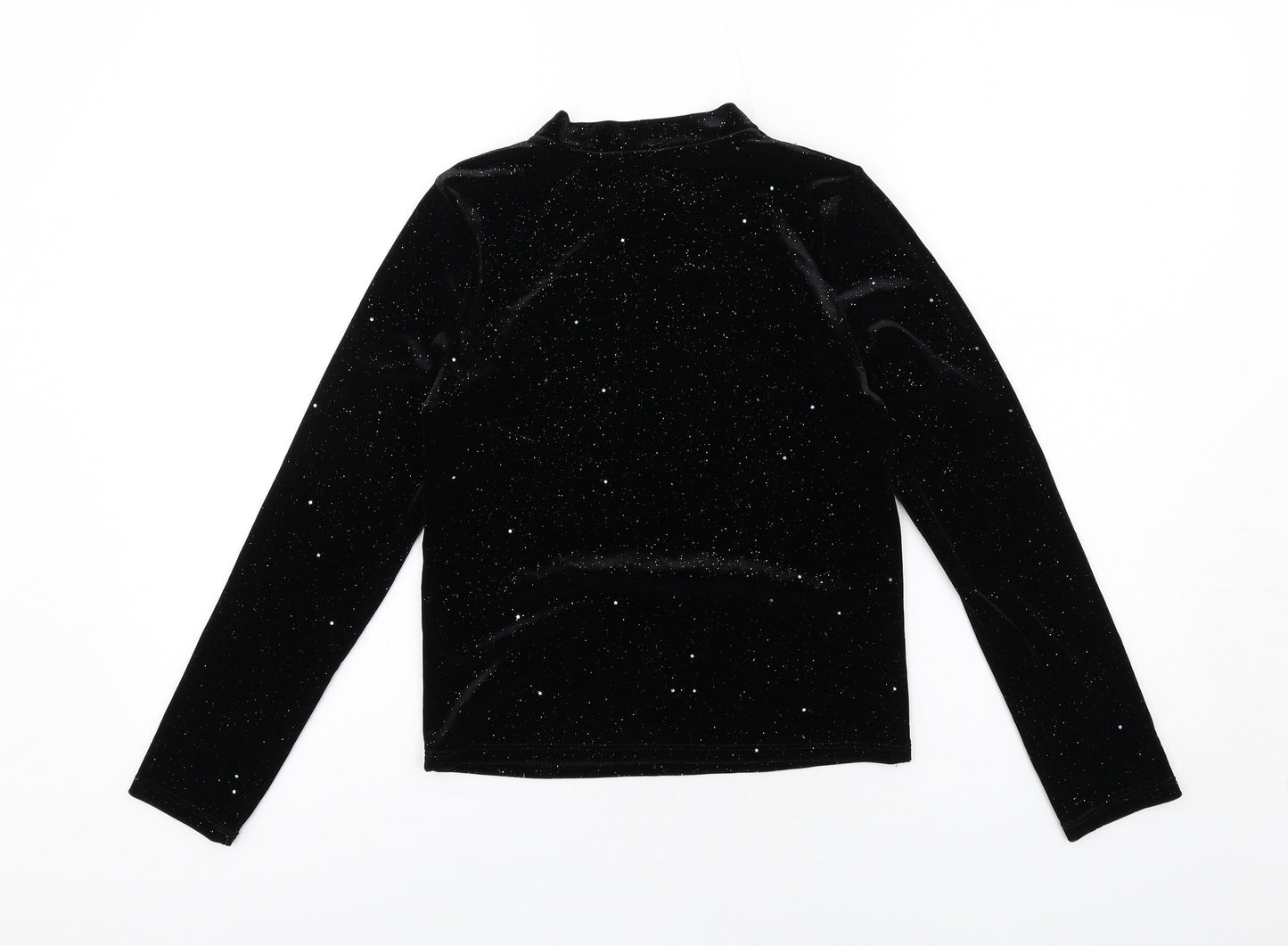 John Lewis Womens Black Geometric Polyester Basic T-Shirt Size 12 Round Neck