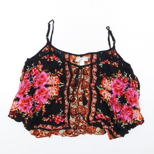 Band of Gypsies Womens Multicoloured Floral Viscose Cropped Tank Size M V-Neck