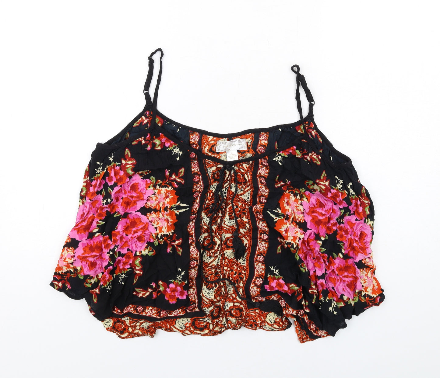 Band of Gypsies Womens Multicoloured Floral Viscose Cropped Tank Size M V-Neck