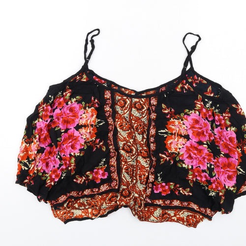Band of Gypsies Womens Multicoloured Floral Viscose Cropped Tank Size M V-Neck