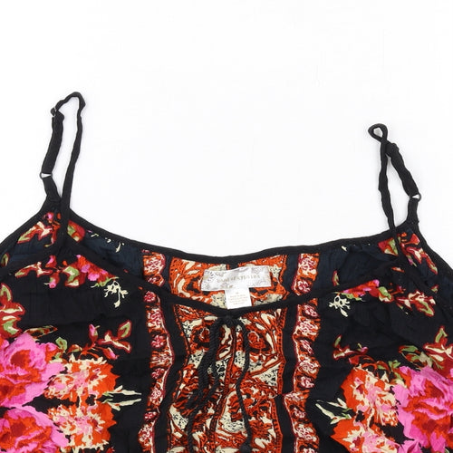 Band of Gypsies Womens Multicoloured Floral Viscose Cropped Tank Size M V-Neck