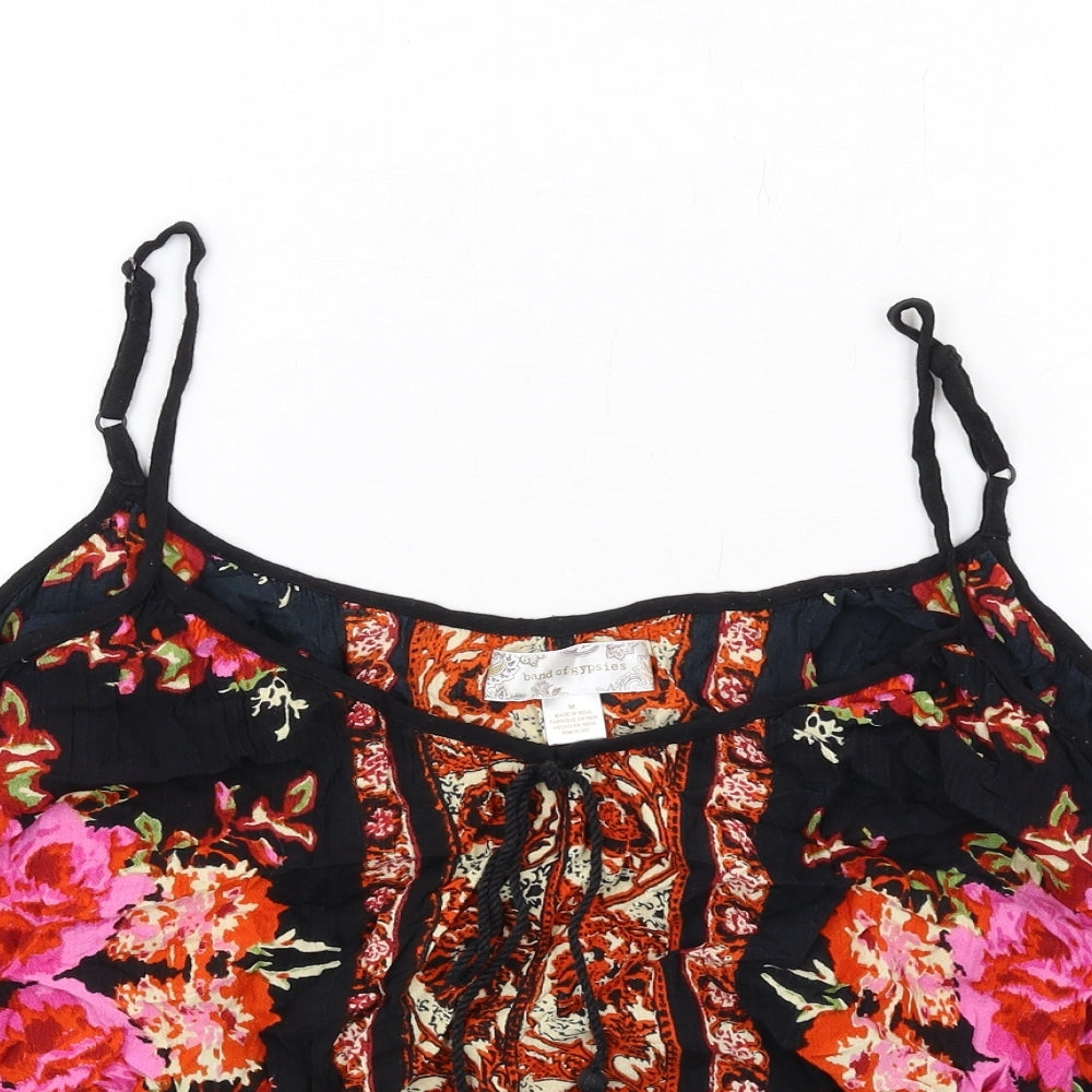 Band of Gypsies Womens Multicoloured Floral Viscose Cropped Tank Size M V-Neck