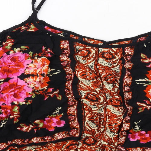 Band of Gypsies Womens Multicoloured Floral Viscose Cropped Tank Size M V-Neck