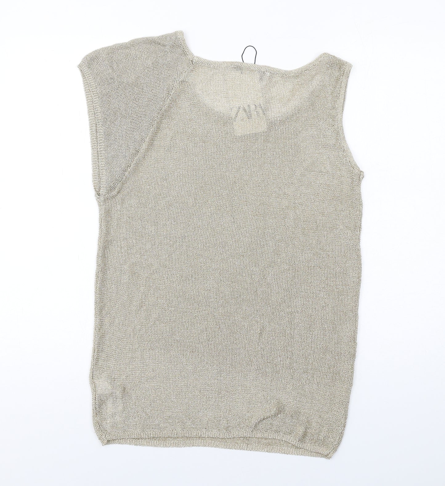 Zara Womens Gold Viscose Basic T-Shirt Size M Round Neck