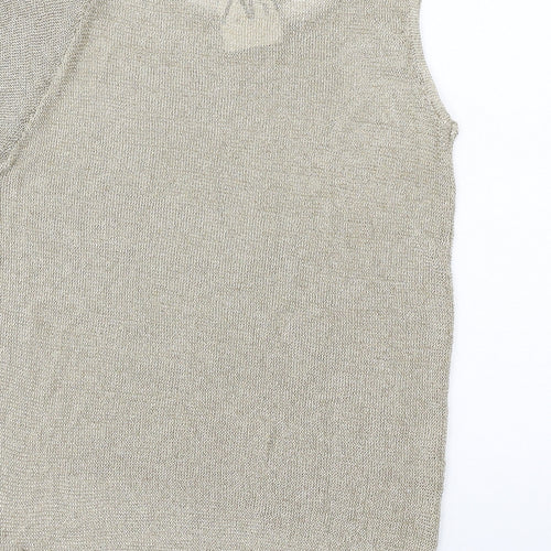 Zara Womens Gold Viscose Basic T-Shirt Size M Round Neck