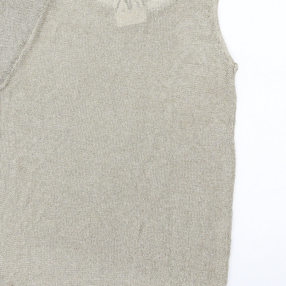 Zara Womens Gold Viscose Basic T-Shirt Size M Round Neck